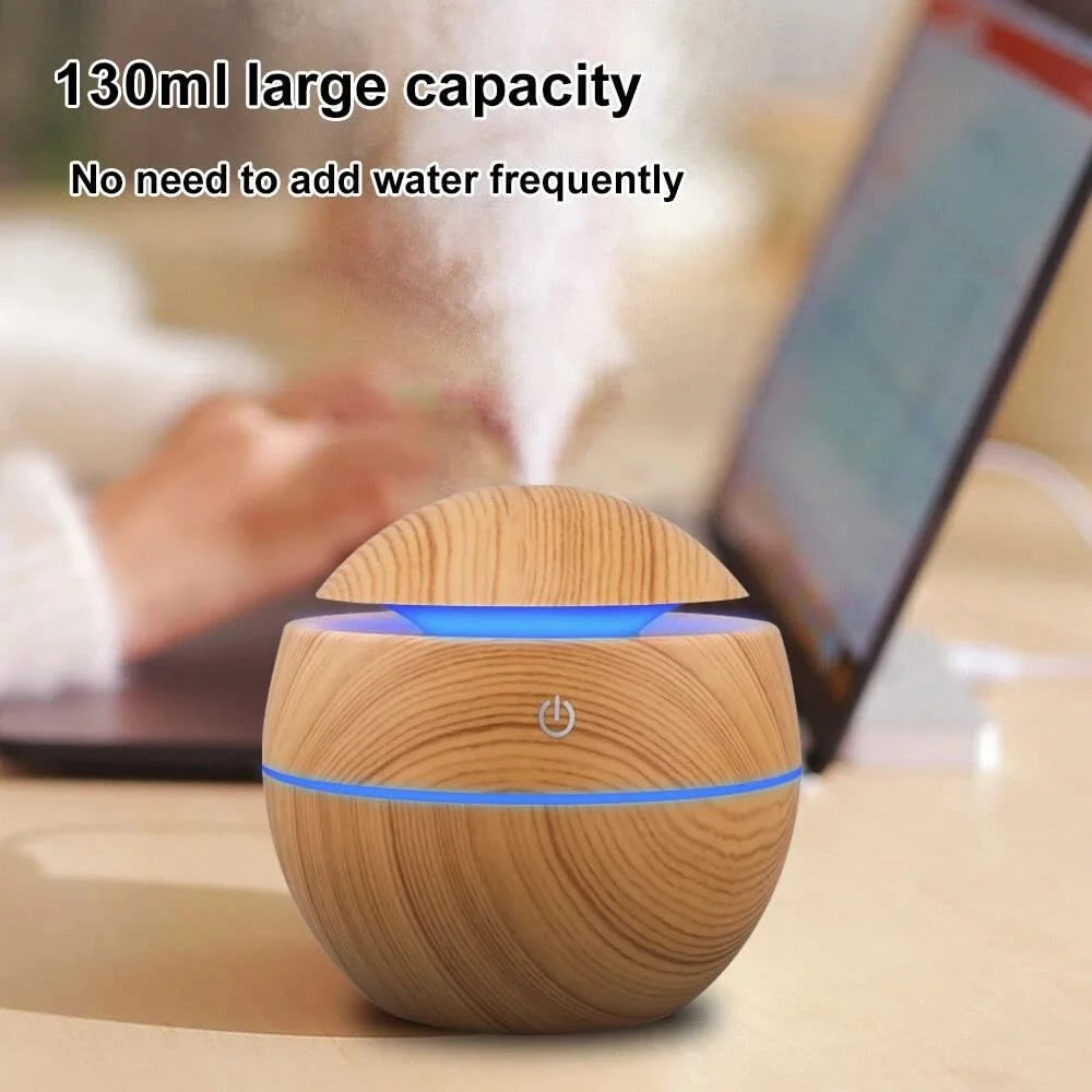Electric Air Humidifier & Aroma Diffuser - Elegant Wooden Design for Home"