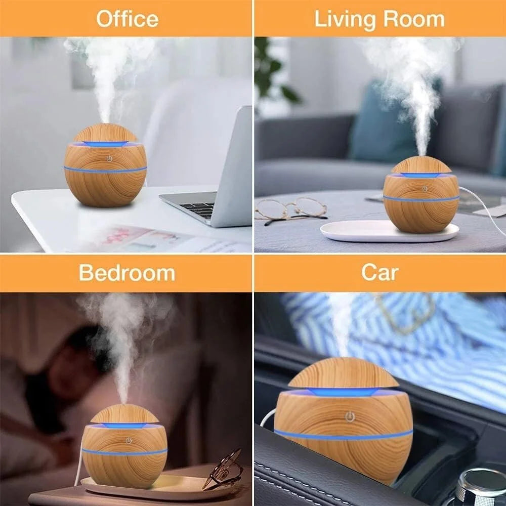 Electric Air Humidifier & Aroma Diffuser - Elegant Wooden Design for Home"