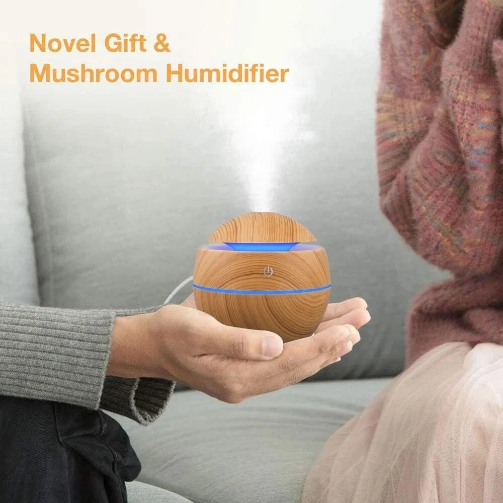 Electric Air Humidifier & Aroma Diffuser - Elegant Wooden Design for Home"